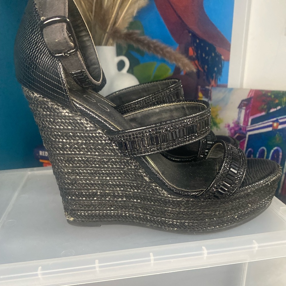 Black Aldo Espadrille Wedges